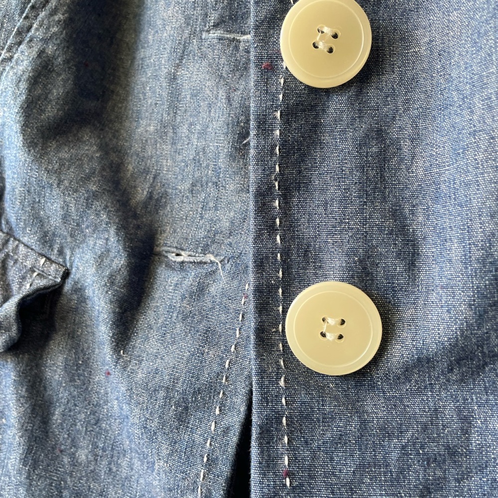 Charter Club Women's Light Blue Denim Blazer SZ 16W white stitching detail GUC - Picture 4 of 10